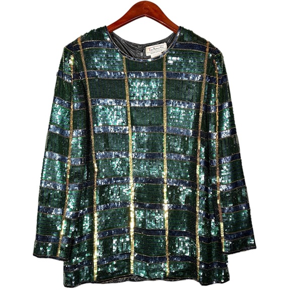 Vintage Tops - VINTAGE 80’s Sequined Silk-Lined Blouse